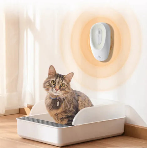 “Compact wall‑mounted pet odor eliminator with sleek ABS design for sterilizing and neutralizing litter box smells.”