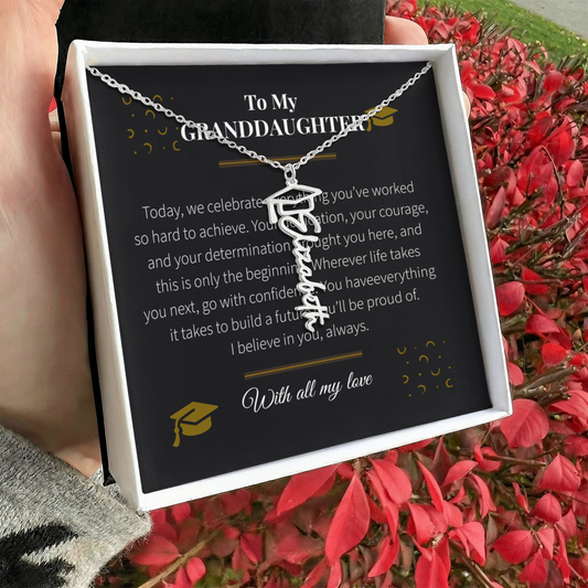 Custom Name Necklace – Graduation Cap Edition | Personalized Graduation Gift for Granddaughter