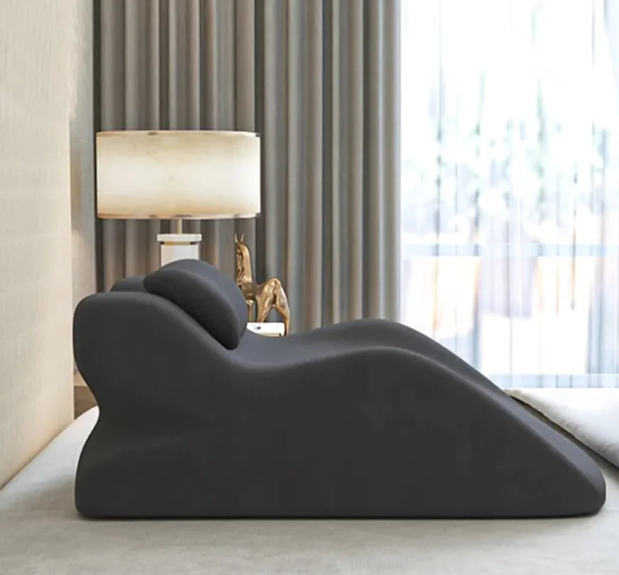 “Ergonomic prone‑position comfort pillow with contoured support and removable headrest, designed for stomach sleeping and face‑down relaxation.”