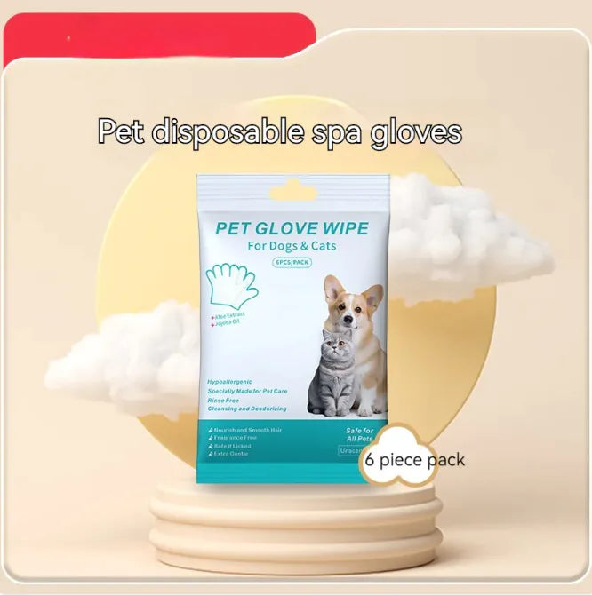 “Pet cleaning glove wipes for dogs and cats, hypoallergenic and rinse‑free, designed for gentle grooming and daily hygiene.”