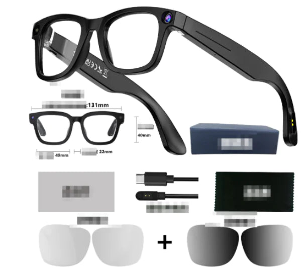 “AI smart glasses with built‑in HD camera, touch controls, and lightweight frame, designed for hands‑free video, photos, and smart features.”