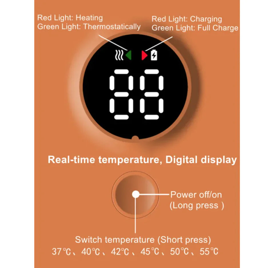 “Portable wireless baby bottle warmer with digital temperature display and adjustable heating sleeve for keeping milk warm on the go.”