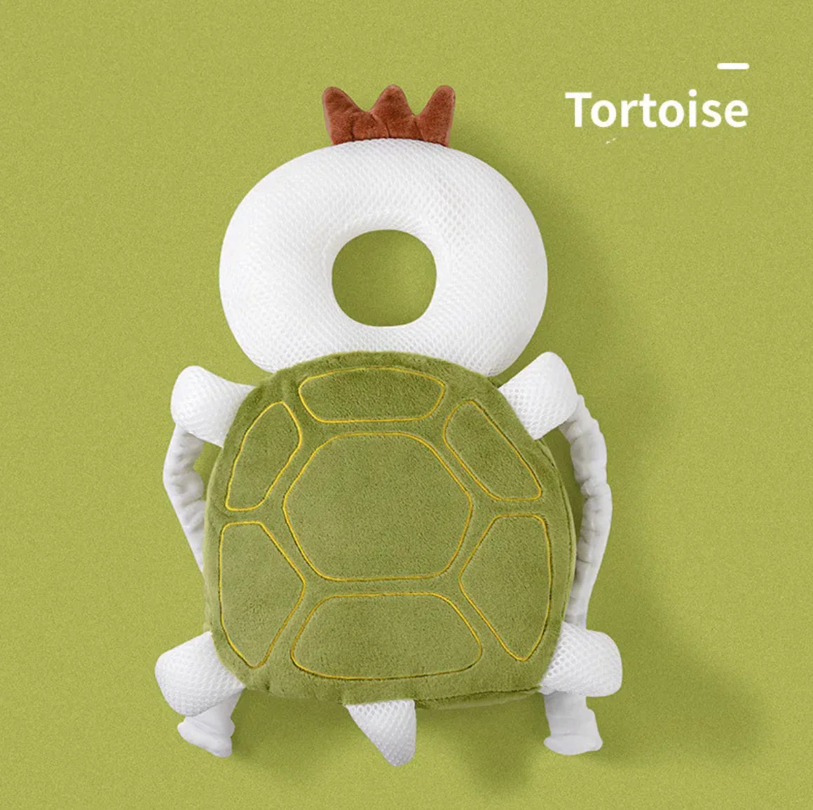 “Turtle-Tortoise‑shaped toddler head protection pad with soft, plush cushioning and breathable design for protecting little ones during falls.”