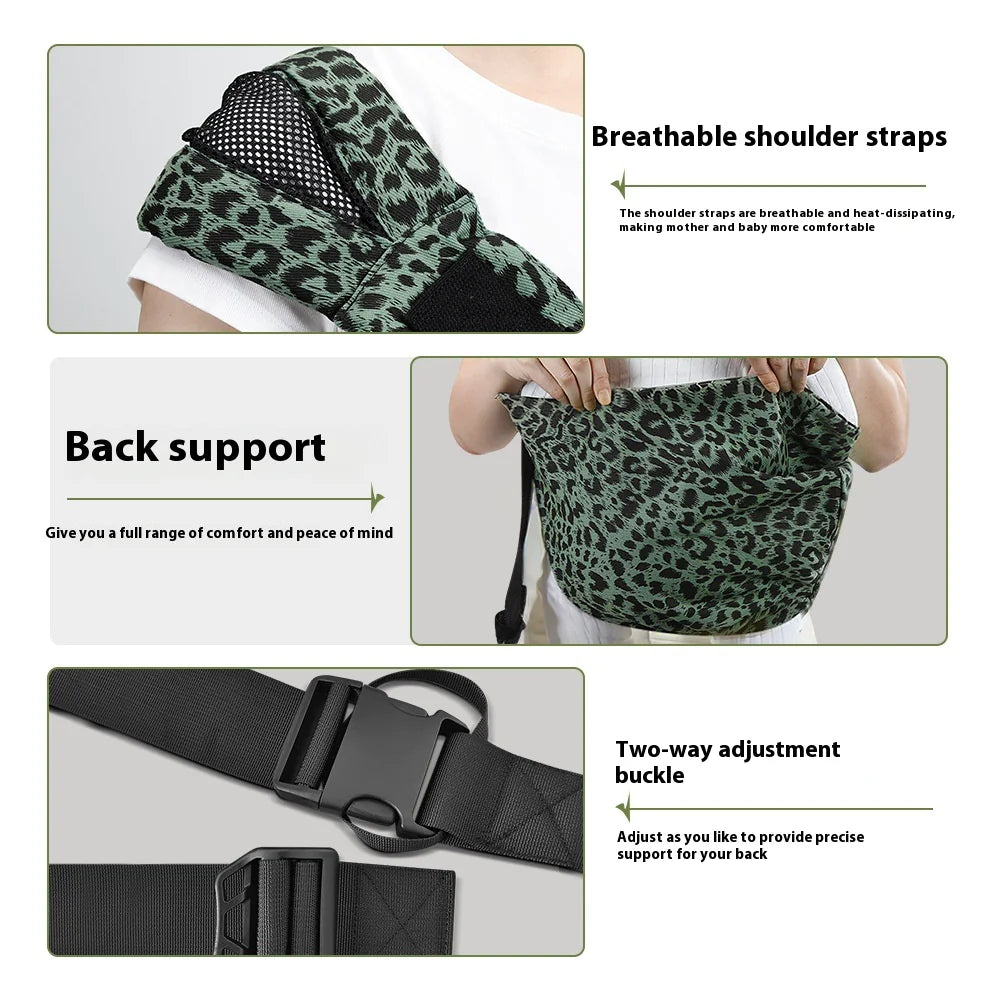 “Portable one‑shoulder baby sling with adjustable strap and durable cloth design, suitable for carrying toddlers ages 6 months to 4 years.”