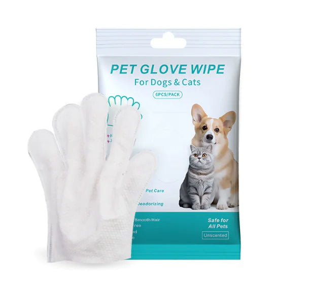 “Pet cleaning glove wipes for dogs and cats, hypoallergenic and rinse‑free, designed for gentle grooming and daily hygiene.”