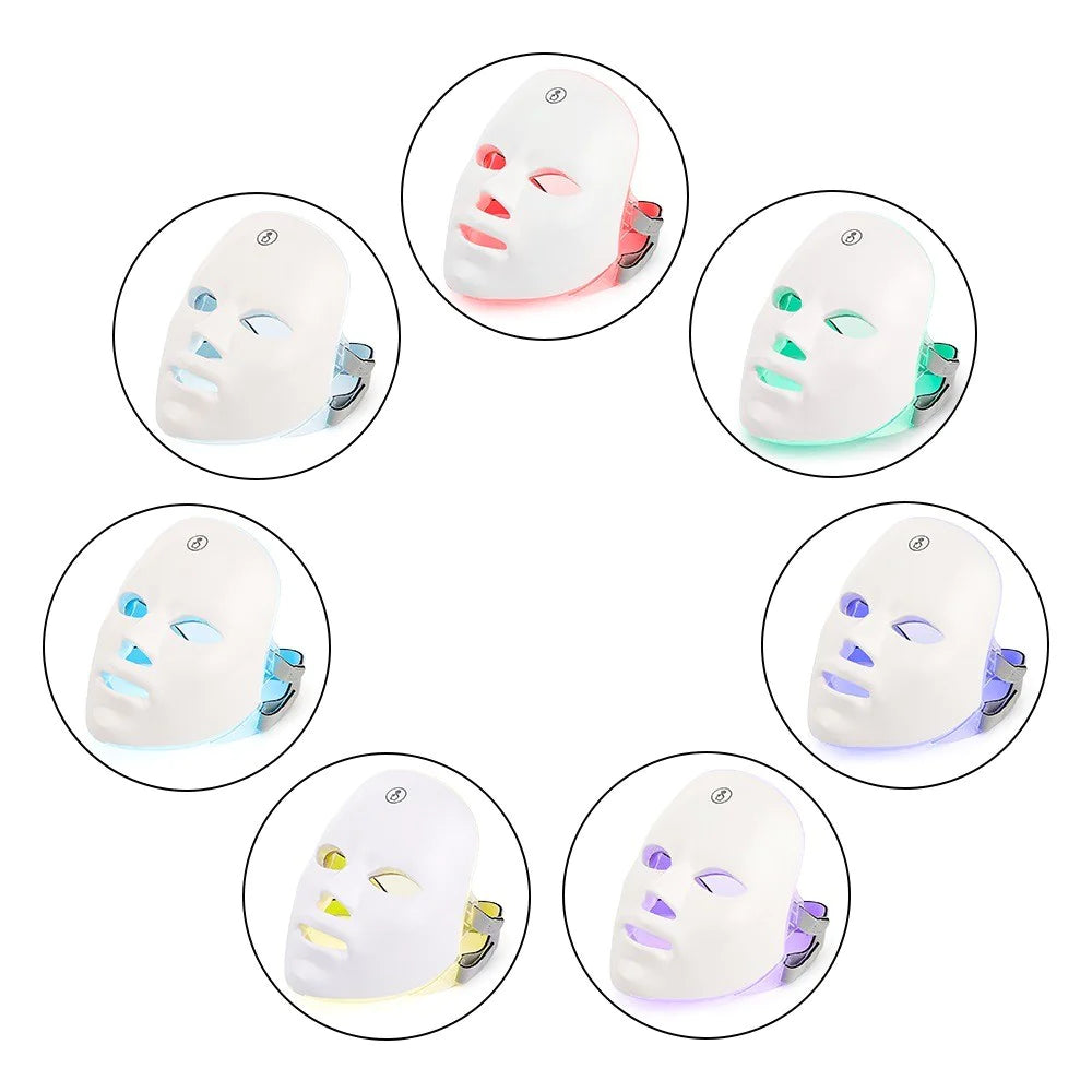 “LED light therapy facial mask with multi‑color skin treatment modes, designed for at‑home rejuvenation, smoothing, and brightening.”