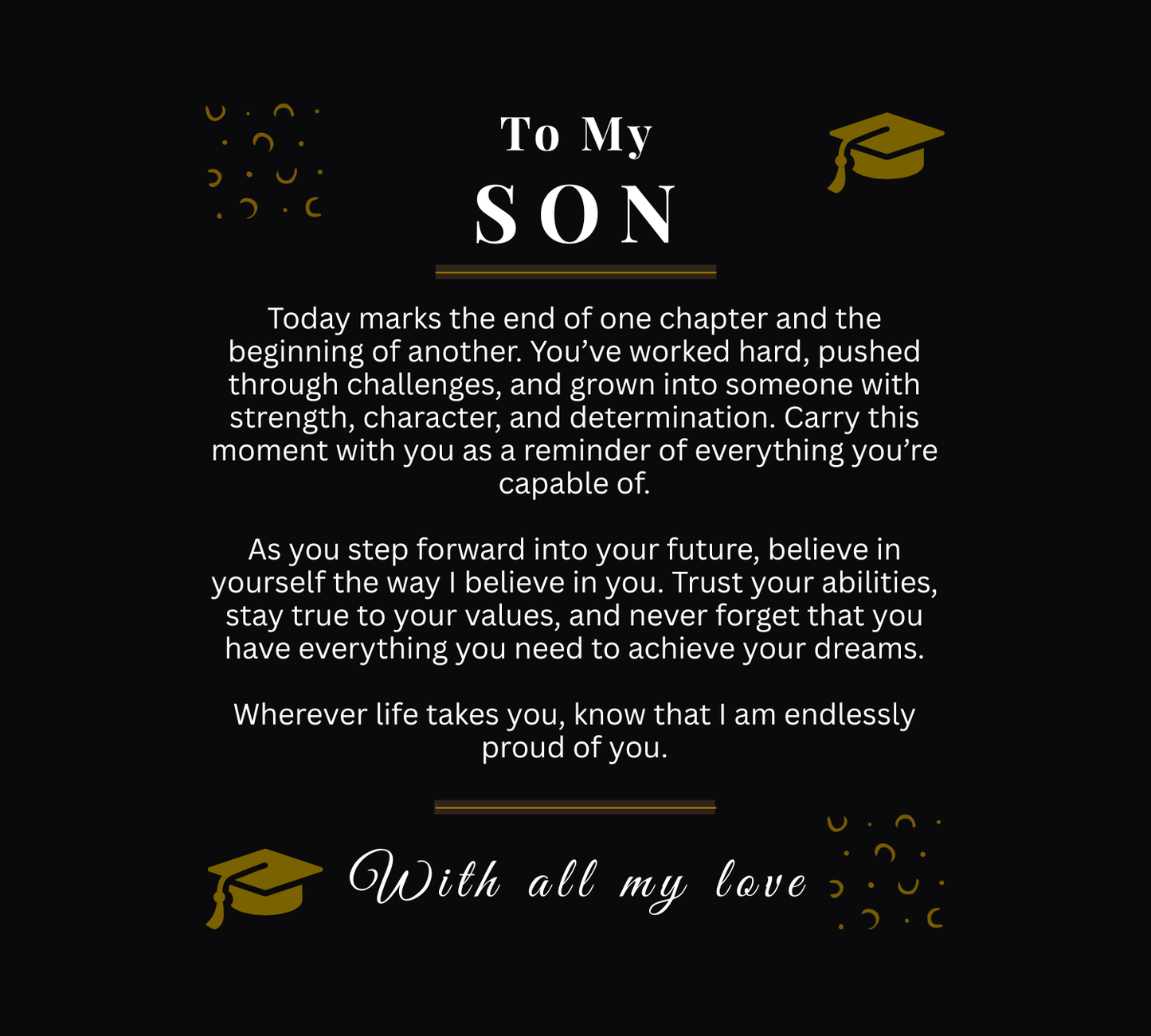 To My Son – Graduation Acrylic LED Light Sign | Inspirational Message Gift