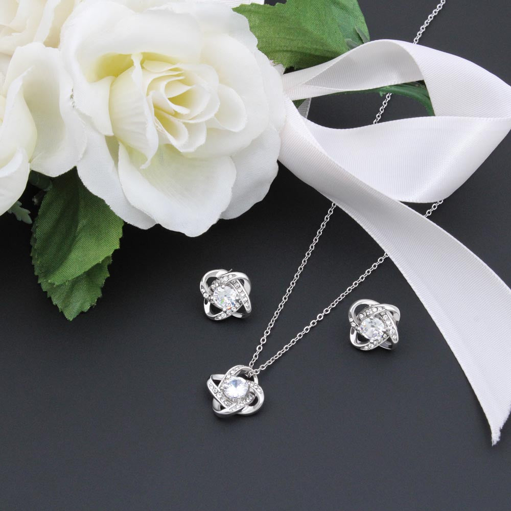 To My Wife – Love Knot Necklace & Earring Set | Graduation Gift of Love, Pride & Support