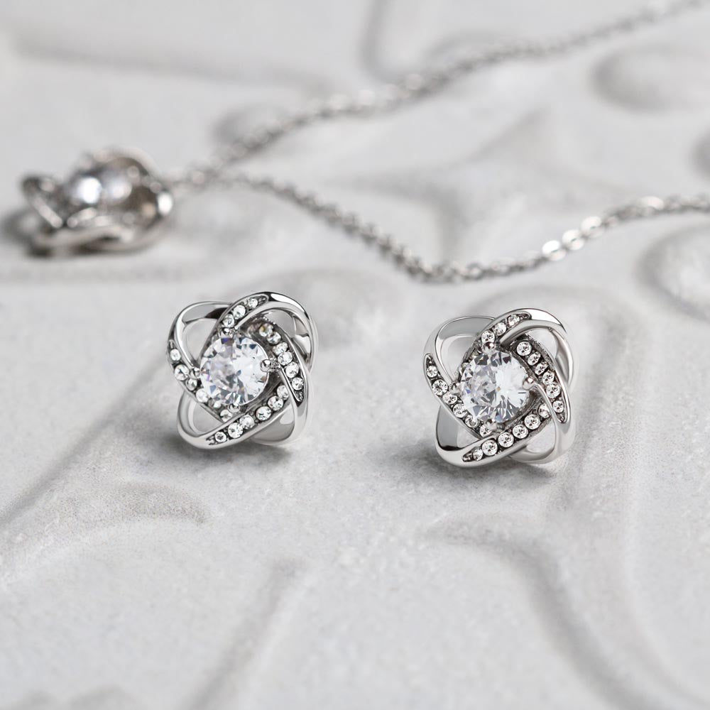 To My Wife – Love Knot Necklace & Earring Set | Graduation Gift of Love, Pride & Support