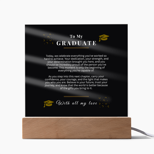Graduate Acrylic LED Light Sign – Inspirational Graduation Gift for Any Student