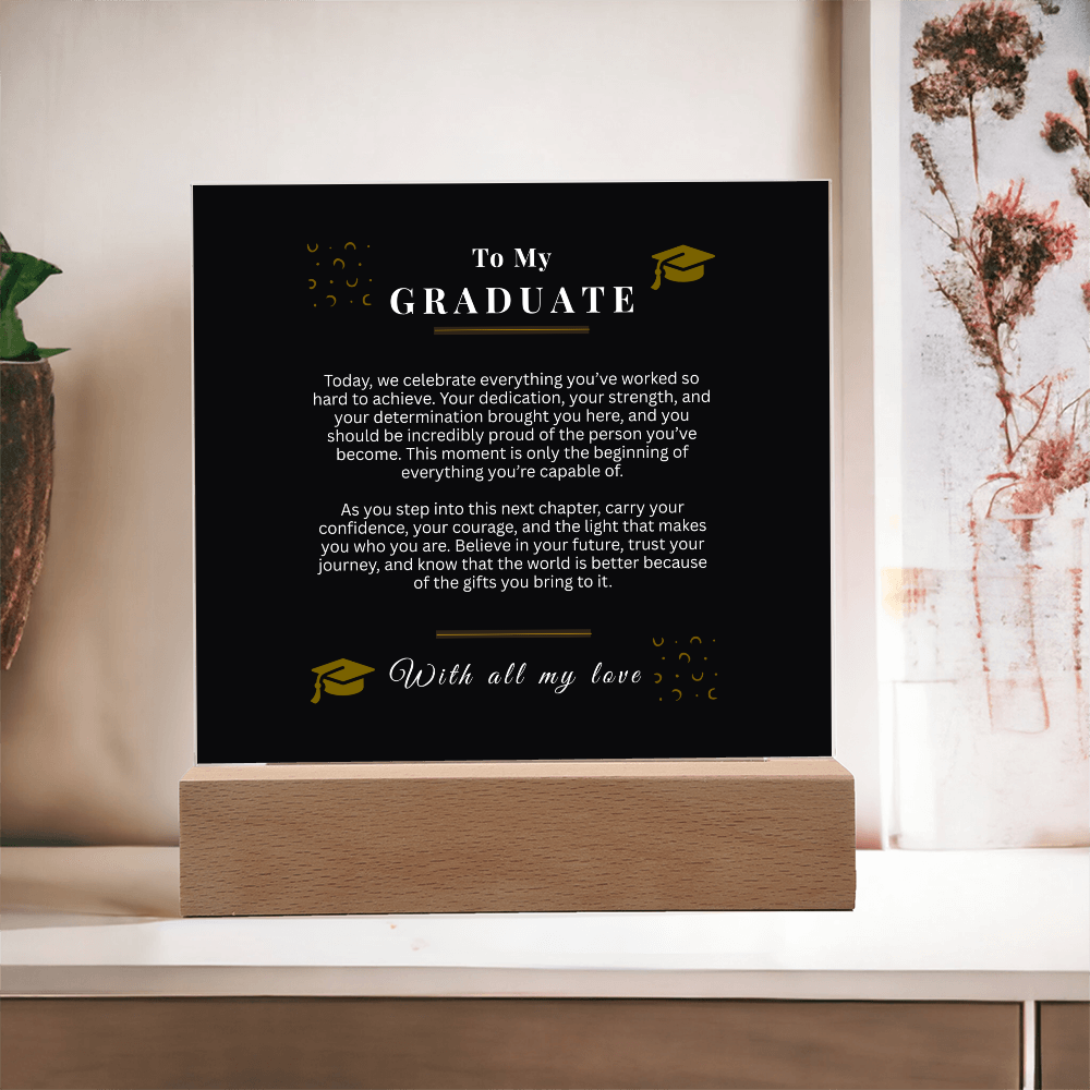 Graduate Acrylic LED Light Sign – Inspirational Graduation Gift for Any Student