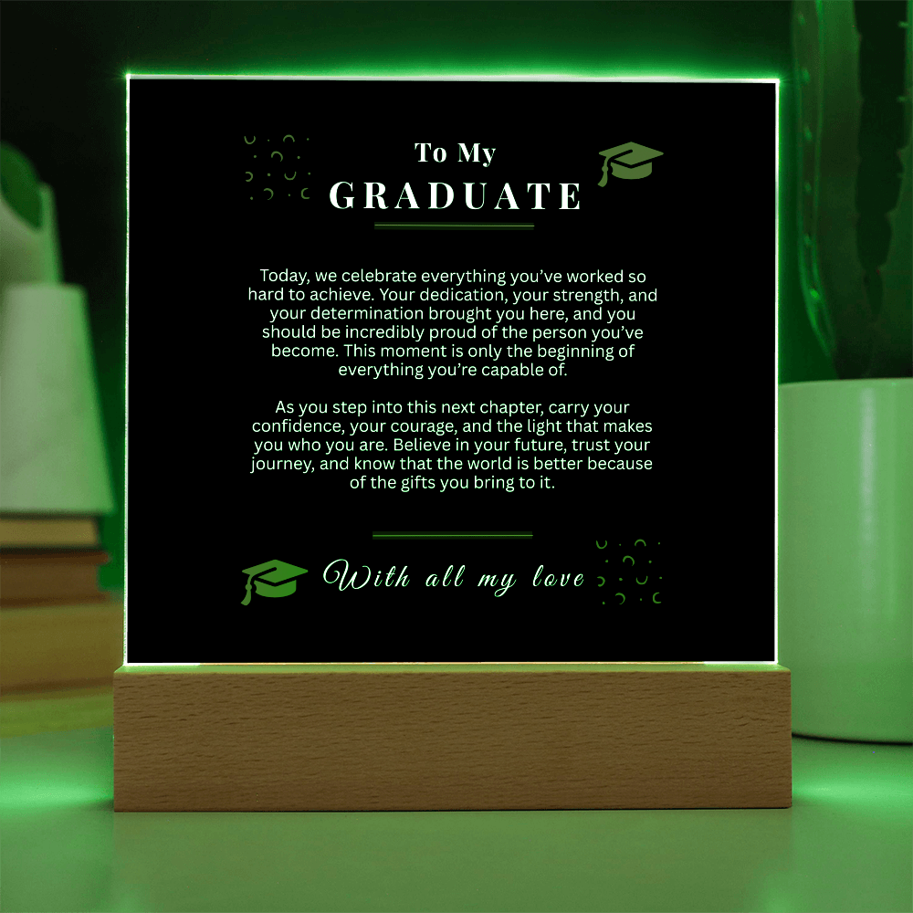 Graduate Acrylic LED Light Sign – Inspirational Graduation Gift for Any Student