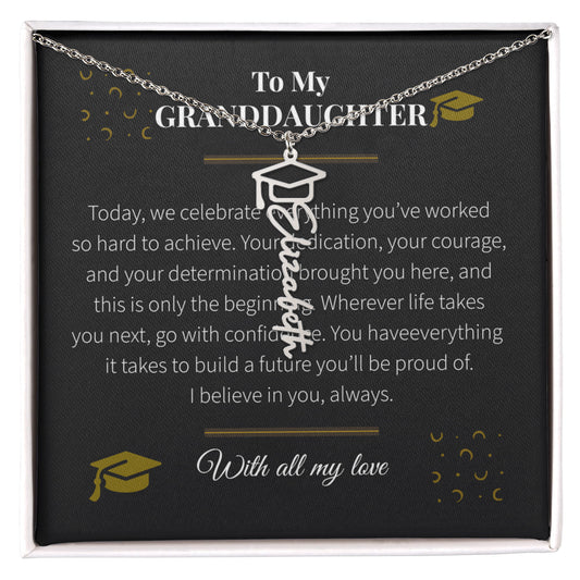 Custom Name Necklace – Graduation Cap Edition | Personalized Graduation Gift for Granddaughter