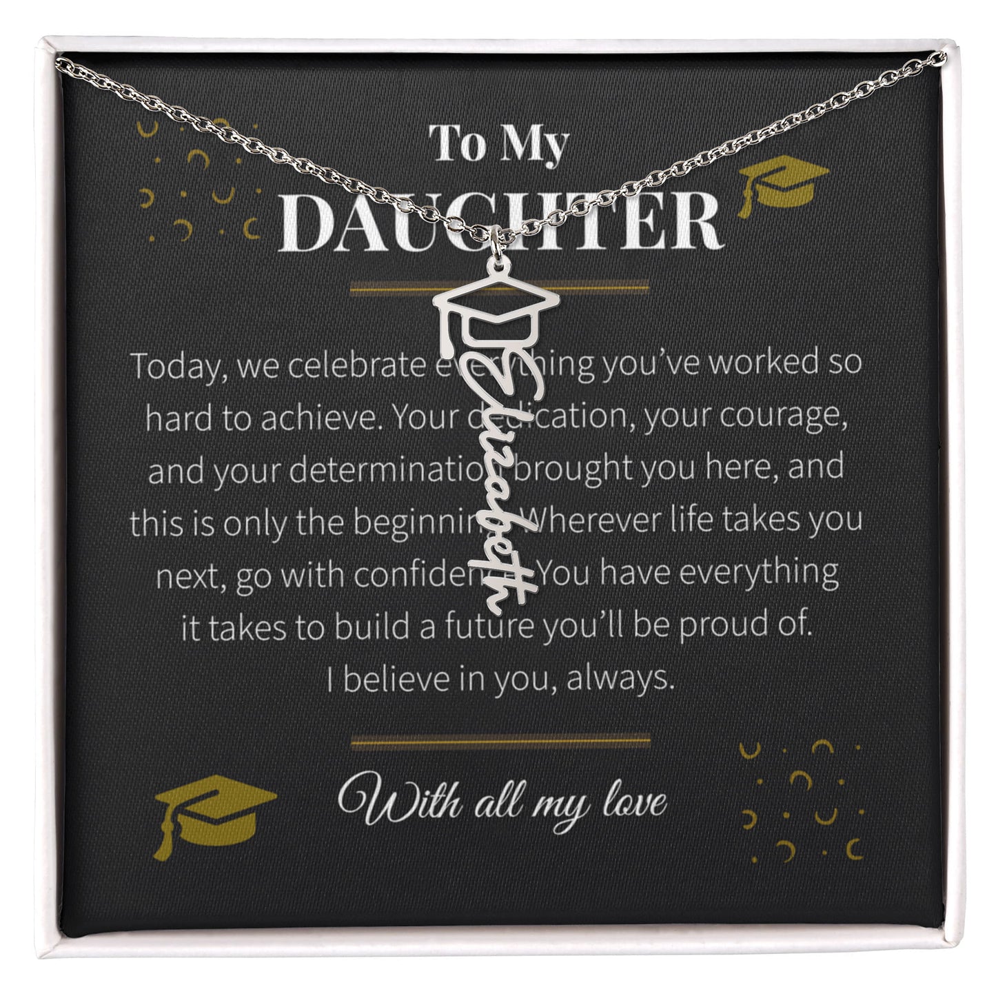 Custom Name Necklace – Graduation Cap Edition | Personalized Graduation Gift for Daughter