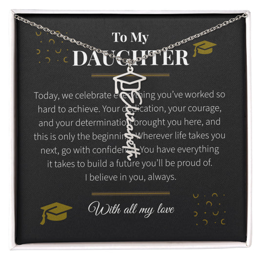 Custom Name Necklace – Graduation Cap Edition | Personalized Graduation Gift for Daughter