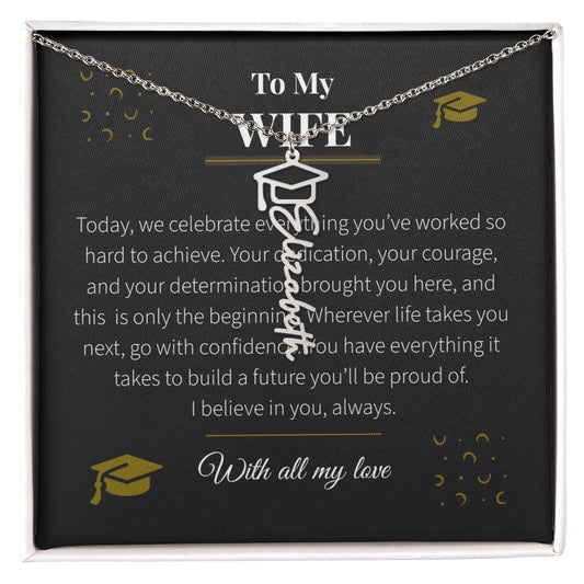 Custom Name Necklace – Graduation Cap Edition | Personalized Graduation Gift for Wife