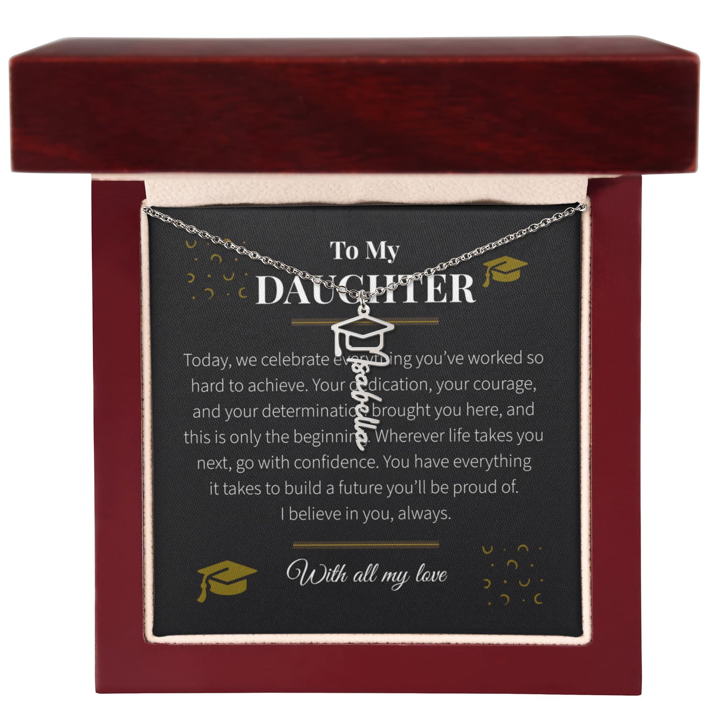 Custom Name Necklace – Graduation Cap Edition | Personalized Graduation Gift for Daughter