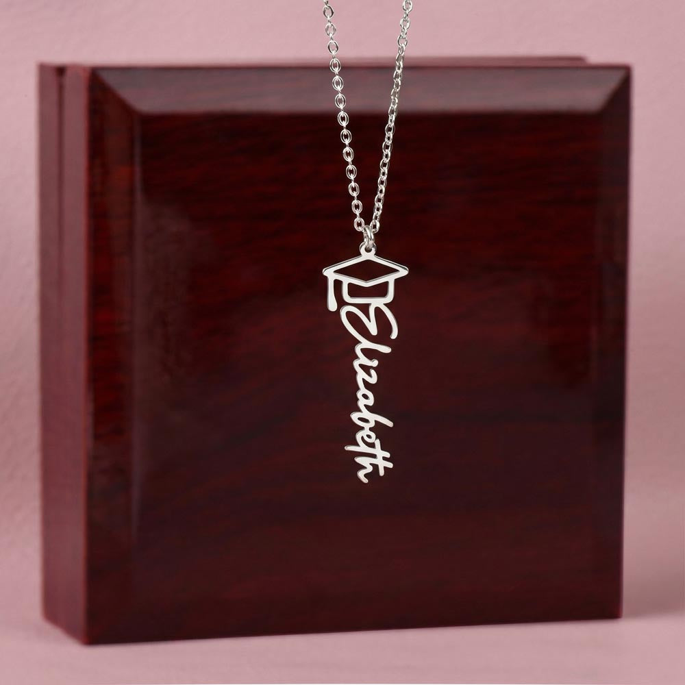 Custom Name Necklace – Graduation Cap Edition | Personalized Graduation Gift for Daughter