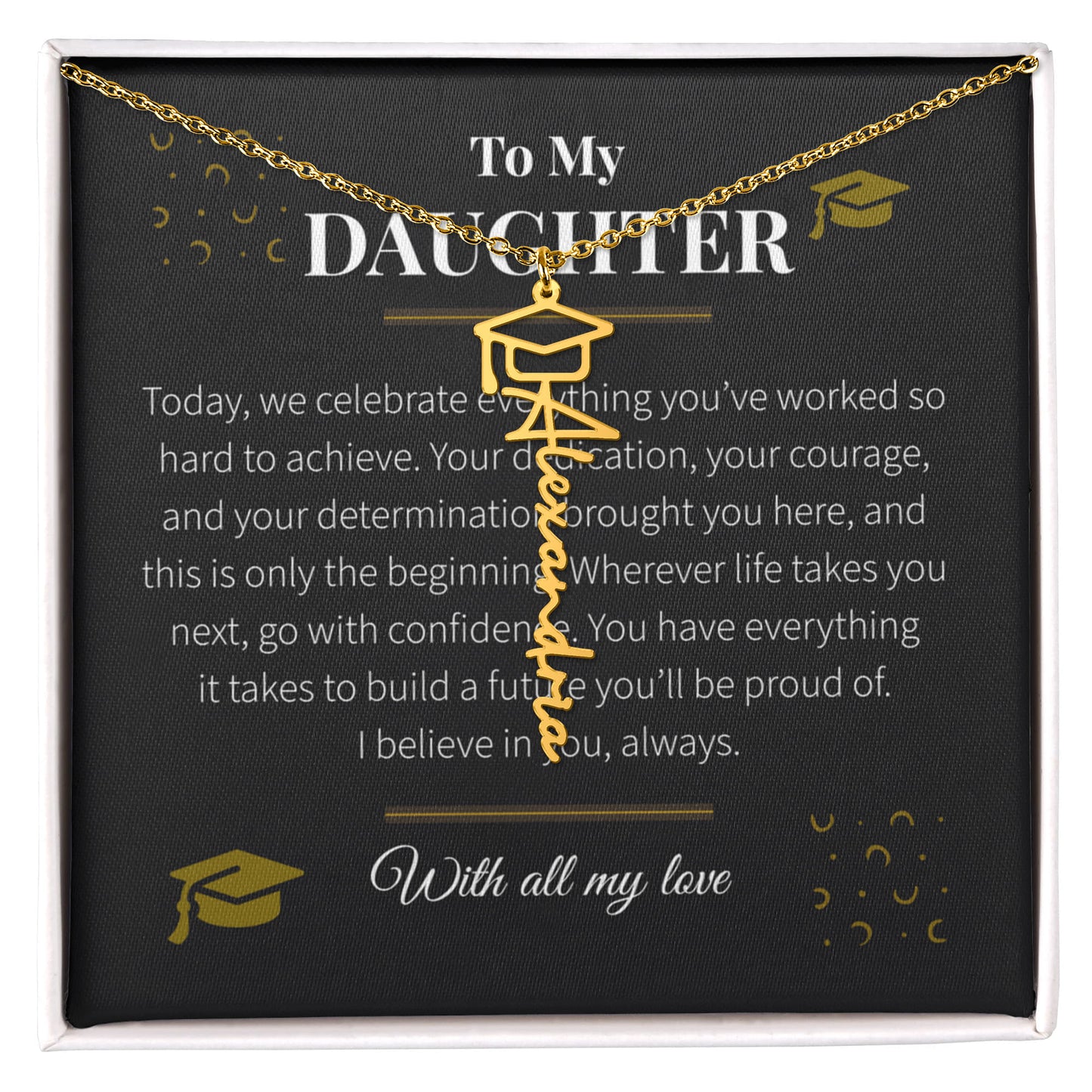 Custom Name Necklace – Graduation Cap Edition | Personalized Graduation Gift for Daughter