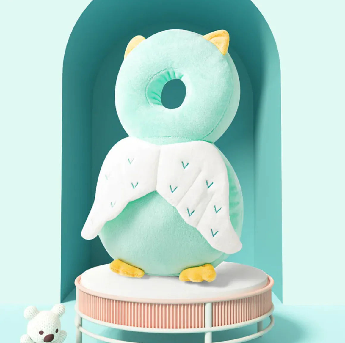 “Owl‑shaped toddler head protection pad with soft, plush cushioning and breathable design for protecting little ones during falls.”