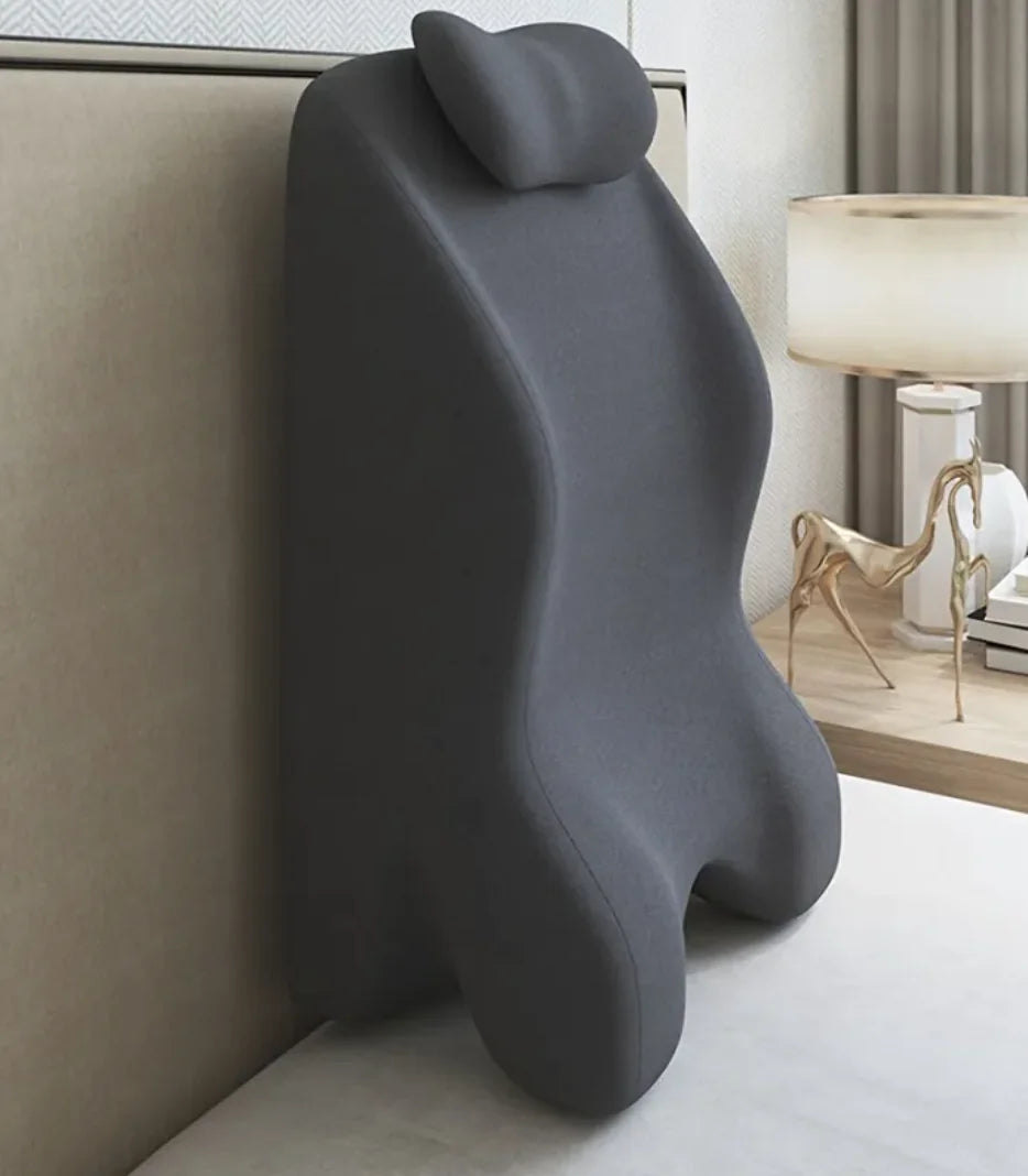 “Ergonomic prone‑position comfort pillow with contoured support and removable headrest, designed for stomach sleeping and face‑down relaxation.”
