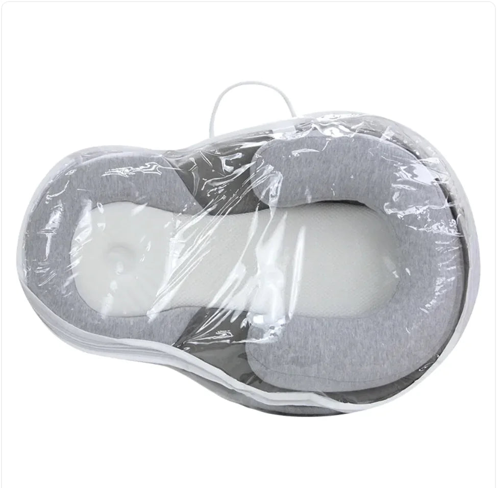 “Adjustable baby anti‑spit‑up pillow with memory‑foam support and repositionable cushion, designed with a gentle incline to aid digestion and comfort.”