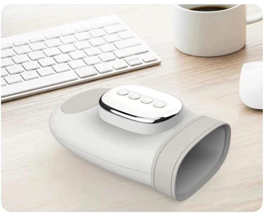 “Wireless hand and wrist massager with ergonomic design, multiple massage modes, and 15‑minute automatic timing for daily relaxation.”