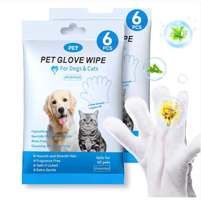 “Pet cleaning glove wipes for dogs and cats, hypoallergenic and rinse‑free, designed for gentle grooming and daily hygiene.”