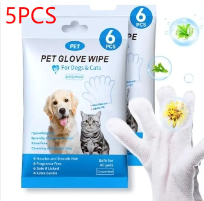 “Pet cleaning glove wipes for dogs and cats, hypoallergenic and rinse‑free, designed for gentle grooming and daily hygiene.”