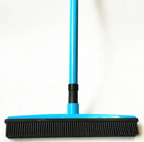 “Pet hair removal broom with rubber bristles and long handle, designed for lifting fur from carpets and floors with a washable, easy‑clean head.”