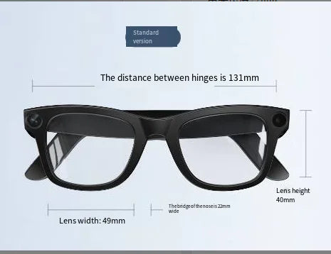 “AI smart glasses with built‑in HD camera, touch controls, and lightweight frame, designed for hands‑free video, photos, and smart features.”