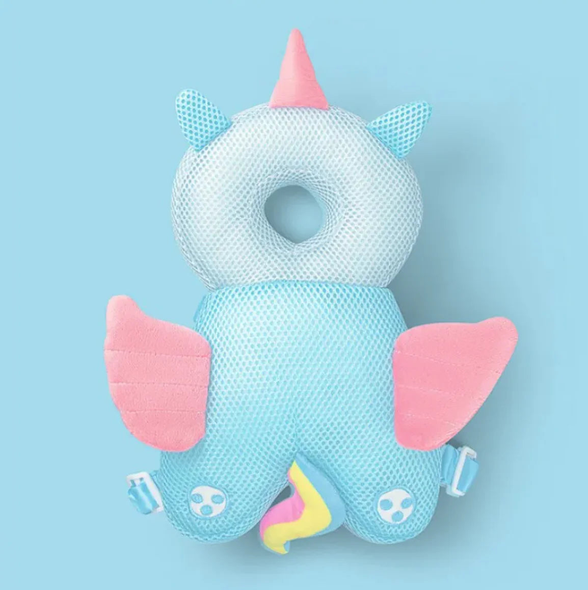 “Unicorn‑shaped toddler head protection pad with soft, plush cushioning and breathable design for protecting little ones during falls.”